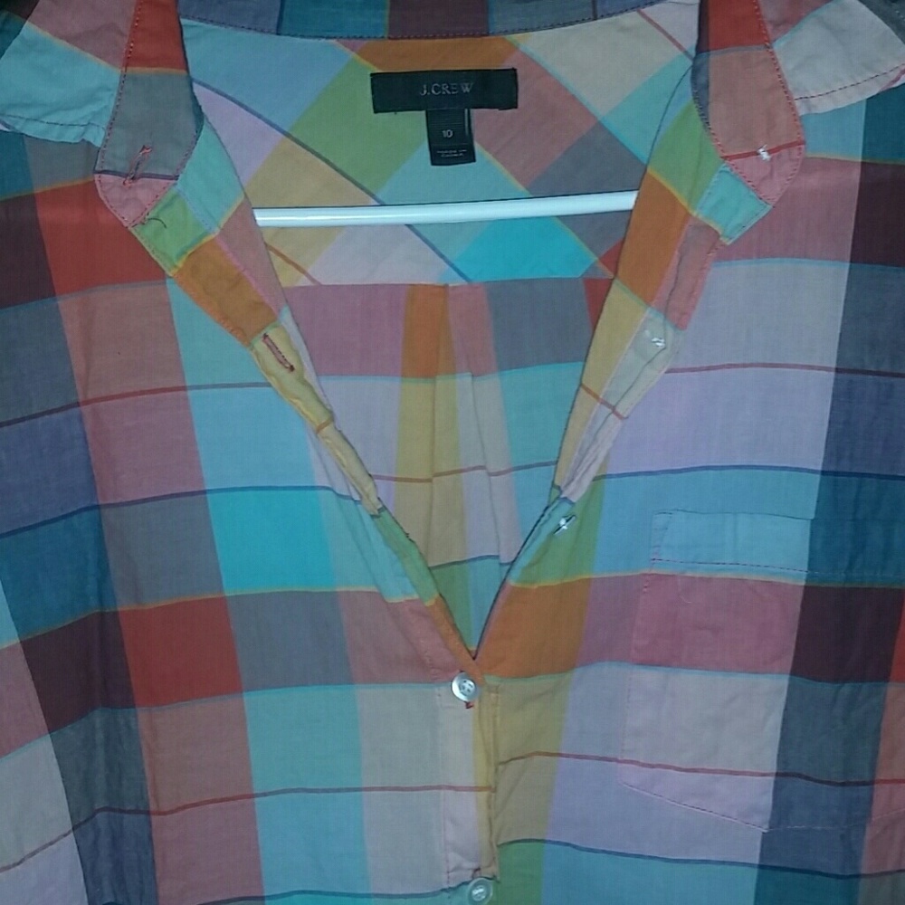 J crew half button plaid shirt